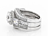 White Cubic Zirconia Rhodium Over Sterling Silver Ring Set of 3 6.80ctw (4.53ctw DEW)