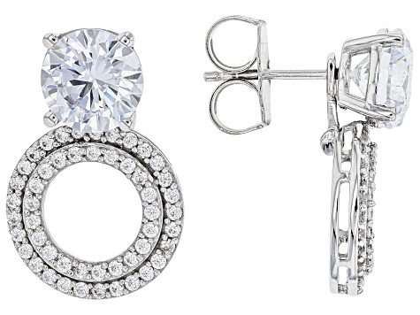 White Cubic Zirconia Rhodium Over Sterling Silver Convertible Earrings 7.50ctw (5.00ctw DEW)