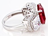 Lab Created Ruby And White Cubic Zirconia Rhodium Over Sterling Silver Ring 15.92ctw