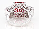 Lab Created Ruby And White Cubic Zirconia Rhodium Over Sterling Silver Ring 15.92ctw