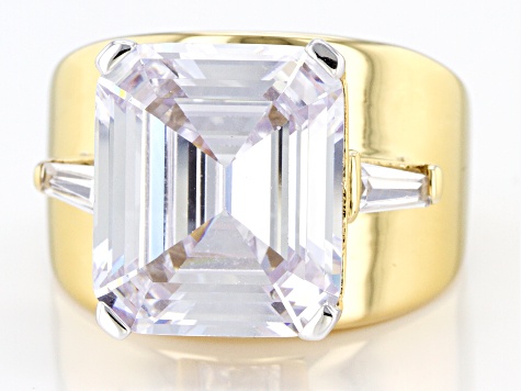 White Cubic Zirconia 18k Yellow Gold Over Sterling Silver Ring 