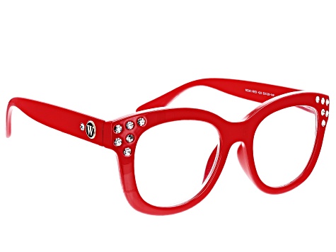 Charles Winston for Bella Luce® Red Frame and Crystals Reading Glasses Strength 3