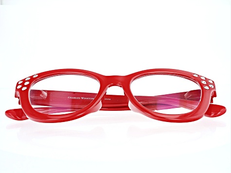 Charles Winston for Bella Luce® Red Frame and Crystals Reading Glasses Strength 3