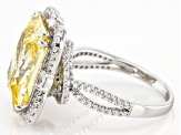Yellow and White Cubic Zirconia Rhodium Over Silver Ring 15.09ctw