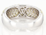 Yellow Cubic Zirconia Rhodium Over Silver Ring