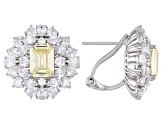 Yellow and White cubic Zirconia Rhodium Over Silver Earrings