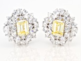 Yellow and White cubic Zirconia Rhodium Over Silver Earrings