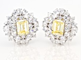 Yellow and White cubic Zirconia Rhodium Over Silver Earrings