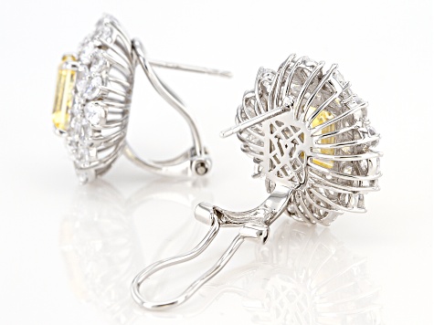 Yellow and White cubic Zirconia Rhodium Over Silver Earrings