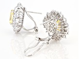 Yellow and White cubic Zirconia Rhodium Over Silver Earrings
