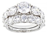 White Cubic Zirconia Rhodium Over Sterling Silver 7 Stone Anniversary Ring Set 8.93ctw
