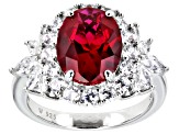 Lab Created Ruby And White Cubic Zirconia Rhodium Over Sterling Ring 6.75ctw