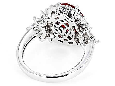 Lab Created Ruby And White Cubic Zirconia Rhodium Over Sterling Ring 6.75ctw