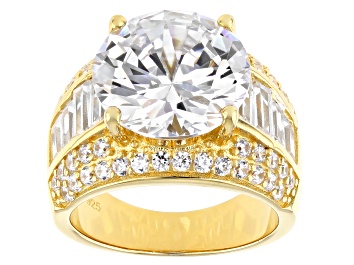 Picture of White Cubic Zirconia 18k Yellow Gold Over Sterling Silver Ring