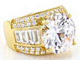 White Cubic Zirconia 18k Yellow Gold Over Sterling Silver Ring