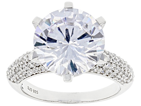 White Cubic Zirconia Rhodium Over Silver Ring 10.95ctw (7.30ctw DEW)