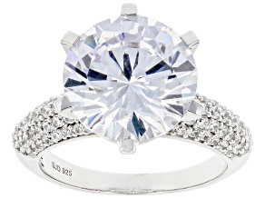 White Cubic Zirconia Rhodium Over Silver Ring 10.95ctw   (7.30ctw DEW)