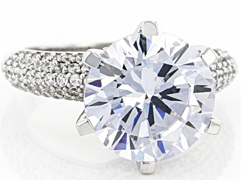 White Cubic Zirconia Rhodium Over Silver Ring 10.95ctw (7.30ctw DEW)