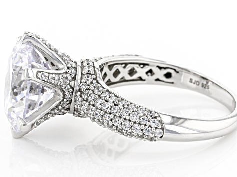 White Cubic Zirconia Rhodium Over Silver Ring 10.95ctw (7.30ctw DEW)
