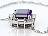Purple and White Cubic Zirconia Rhodium Over Silver Necklace