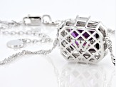 Purple and White Cubic Zirconia Rhodium Over Silver Necklace