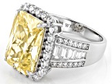Canary And White Cubic Zirconia Rhodium Over Sterling Silver Ring 13.97ctw