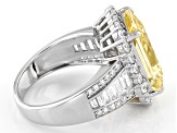 Canary And White Cubic Zirconia Rhodium Over Sterling Silver Ring 13.97ctw