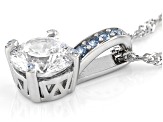 White Cubic Zirconia And Blue Lab Created Spinel Rhodium Over Silver Pendant With Chain 6.38ctw