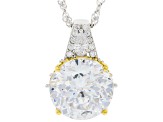 White Cubic Zirconia Rhodium Over Sterling Silver Pendant With Chain 13.58ctw