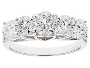 White Cubic Zirconia Rhodium Over Sterling Silver Ring 4.07ctw