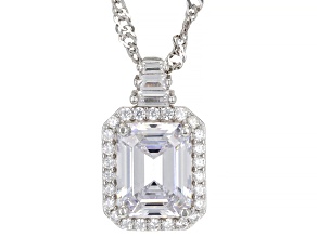 White Cubic Zirconia Rhodium Over Silver Holiday Pendant With Chain 5.07ctw