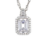 White Cubic Zirconia Rhodium Over Silver Holiday Pendant With Chain 5.07ctw