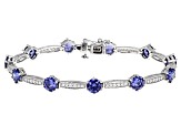 Blue And White Cubic Zirconia Rhodium Over Sterling Silver Bracelet 14.15ctw