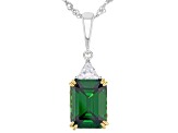 Green And White Cubic Zirconia Rhodium Over Sterling Silver Pendant With Chain 7.50ctw