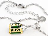 Green And White Cubic Zirconia Rhodium Over Sterling Silver Pendant With Chain 7.50ctw