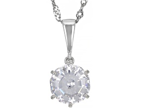 White Cubic Zirconia Rhodium Over Sterling Silver Scintillant Web Cut Pendant with Chain 6.20ctw