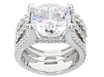 Picture of White Cubic Zirconia Rhodium Over Silver Ring and Band Set 10.00ctw