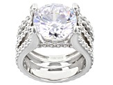 White Cubic Zirconia Rhodium Over Silver Ring and Band Set 10.00ctw