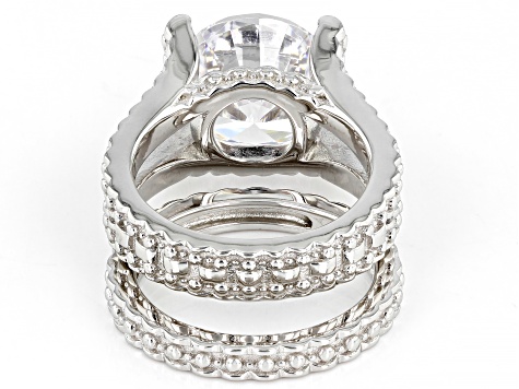 White Cubic Zirconia Rhodium Over Silver Ring and Band Set 10.00ctw