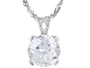 Cubic Zirconia Rhodium Over Silver Pendant With Chain 6.30ct (3.87ct DEW)