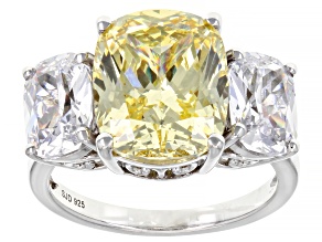 Yellow And White Cubic Zirconia Rhodium Over Sterling Silver Ring 14.50ctw