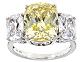 Yellow And White Cubic Zirconia Scintillant Cut® Rhodium Over Sterling Silver Ring 14.50ctw