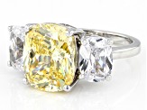 Yellow And White Cubic Zirconia Scintillant Cut® Rhodium Over Sterling Silver Ring 14.50ctw