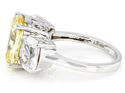 Yellow And White Cubic Zirconia Scintillant Cut® Rhodium Over Sterling Silver Ring 14.50ctw