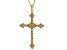 Champagne Cubic Zirconia 18k Yellow Gold Over Sterling Silver Cross Pendant With Chain 4.50ctw