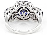 Blue And White Cubic Zirconia Rhodium Over Sterling Silver Ring 9.81ctw