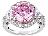 Pink And White Cubic Zirconia Rhodium Over Sterling Silver Ring 12.50ctw (7.57ctw DEW)