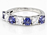 Blue And White Cubic Zirconia Rhodium Over Sterling Silver Ring 2.25ctw