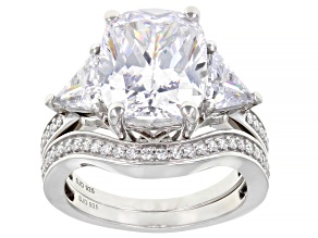White Cubic Zirconia Platinum Over Sterling Silver Anniversary Ring Set 11.38ctw