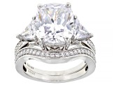 White Cubic Zirconia Platinum Over Sterling Silver Ring Set 11.38ctw